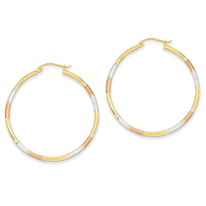 Goldia Earrings 14k TriColor Gold 2mm Diamondcut Earrings