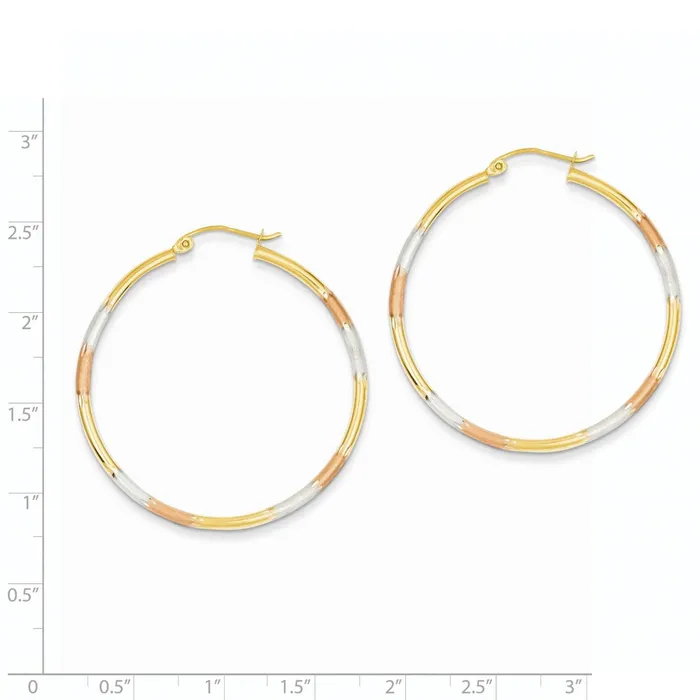 Goldia Earrings 14k TriColor Gold 2mm Diamondcut Earrings