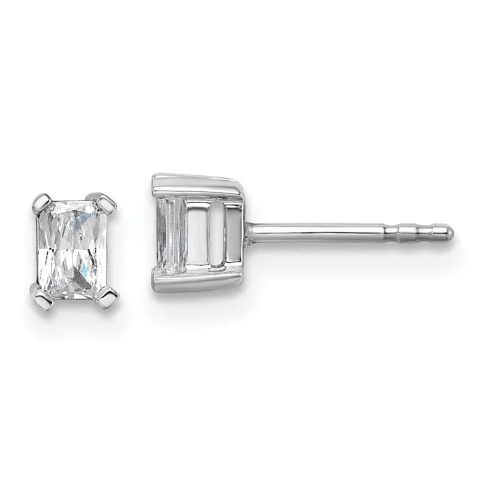 Goldia Earrings 14k White Gold 12 ctw Lab Grown Diamond VSSI G Radiant 4 Prong Heavy Wt Stud Earrings Goldia Earrings 14k White Gold 12 ctw Lab Grown Diamond VSSI G Radiant 4 Prong Heavy Wt Stud Earrings
