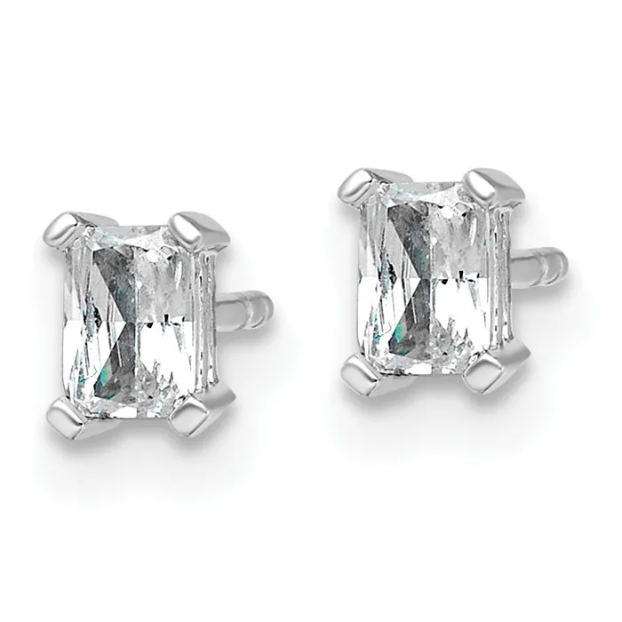 Goldia Earrings 14k White Gold 12 ctw Lab Grown Diamond VSSI G Radiant 4 Prong Heavy Wt Stud Earrings