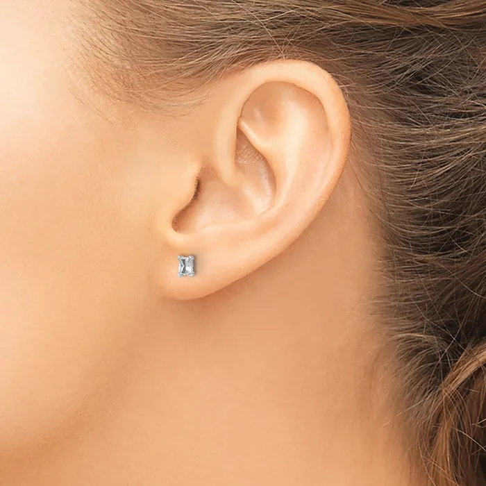 Goldia Earrings 14k White Gold 12 ctw Lab Grown Diamond VSSI G Radiant 4 Prong Heavy Wt Stud Earrings
