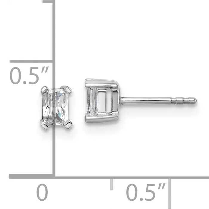 Goldia Earrings 14k White Gold 12 ctw Lab Grown Diamond VSSI G Radiant 4 Prong Heavy Wt Stud Earrings