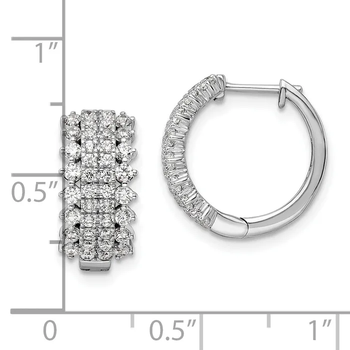 Goldia Earrings 14k White Gold 1 Ct Lab Grown Diamond VSSI G Hinged Hoop Earrings