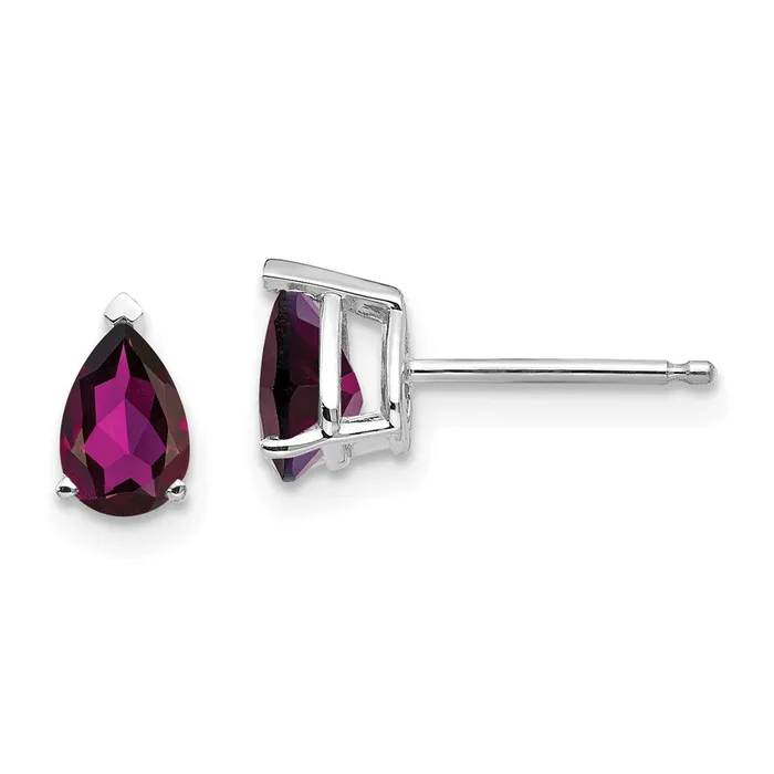 Goldia Earrings 14k White Gold 6x4mm Pear Rhodolite Garnet earring