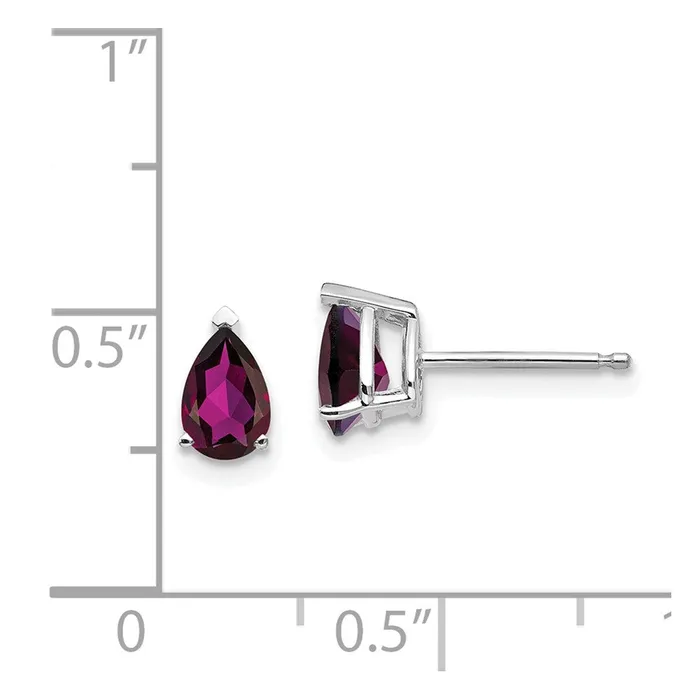 Goldia Earrings 14k White Gold 6x4mm Pear Rhodolite Garnet earring
