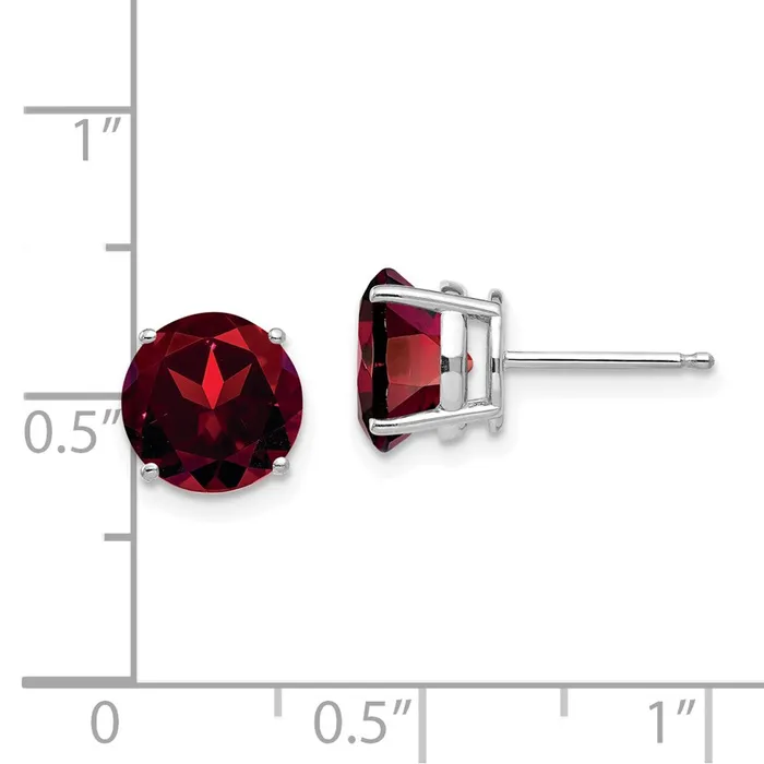 Goldia Earrings 14k White Gold 8mm Garnet Earrings