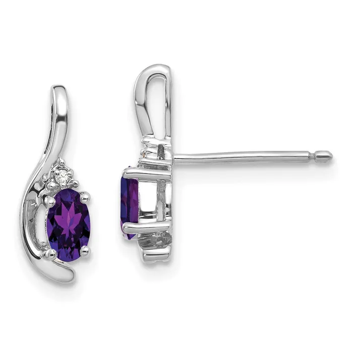 Goldia Earrings 14k White Gold Amethyst and Diamond Post Earrings