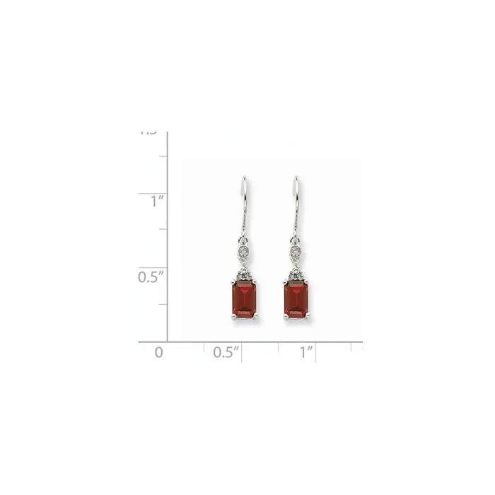 Goldia Earrings 14k White Gold Garnet u0026 Real Diamond Dangle Earrings
