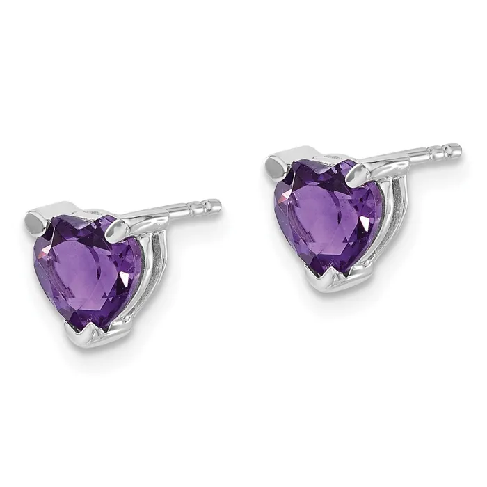 Goldia Earrings 14k White Gold Heart Amethyst Earrings