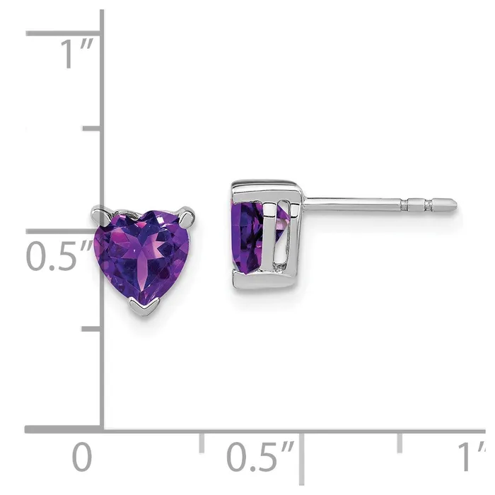 Goldia Earrings 14k White Gold Heart Amethyst Earrings