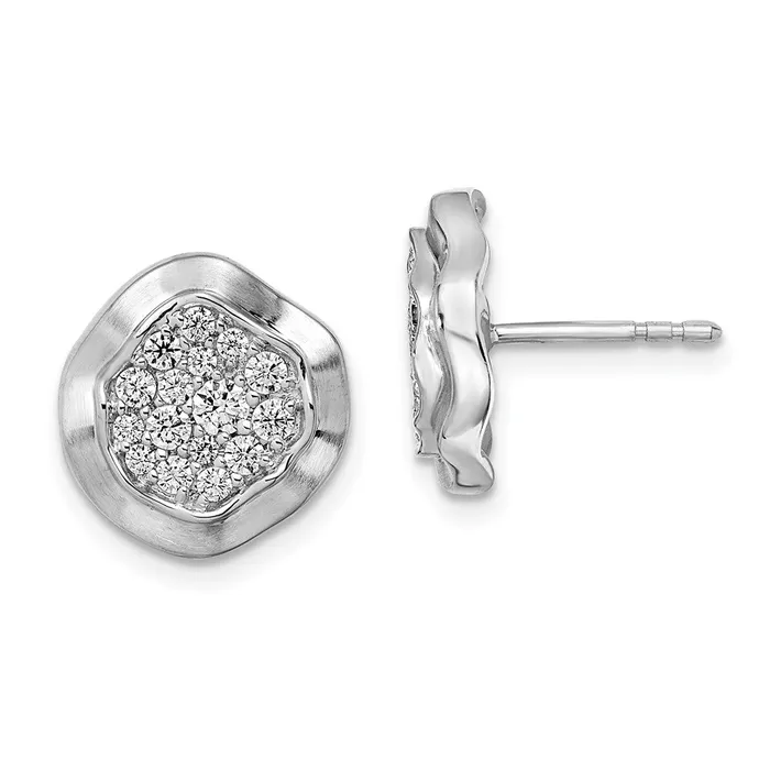 Goldia Earrings 14k White Gold Polished Wavy Circle Real Diamond Post Earrings Goldia Earrings 14k White Gold Polished Wavy Circle Real Diamond Post Earrings