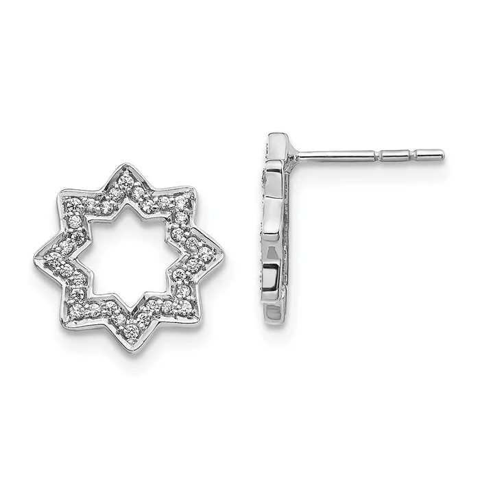 Goldia Earrings 14k White Gold Real Diamond Fancy Star Earrings