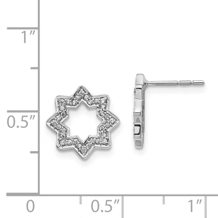 Goldia Earrings 14k White Gold Real Diamond Fancy Star Earrings