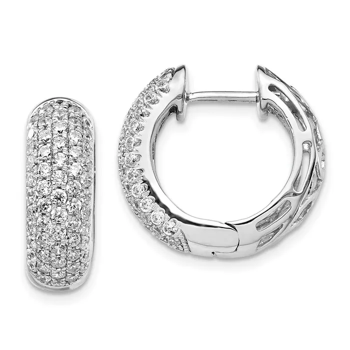 Goldia Earrings 14k White Gold Real Diamond Hinged Hoop Earrings