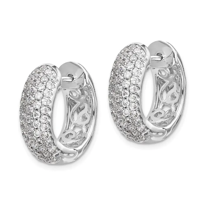 Goldia Earrings 14k White Gold Real Diamond Hinged Hoop Earrings
