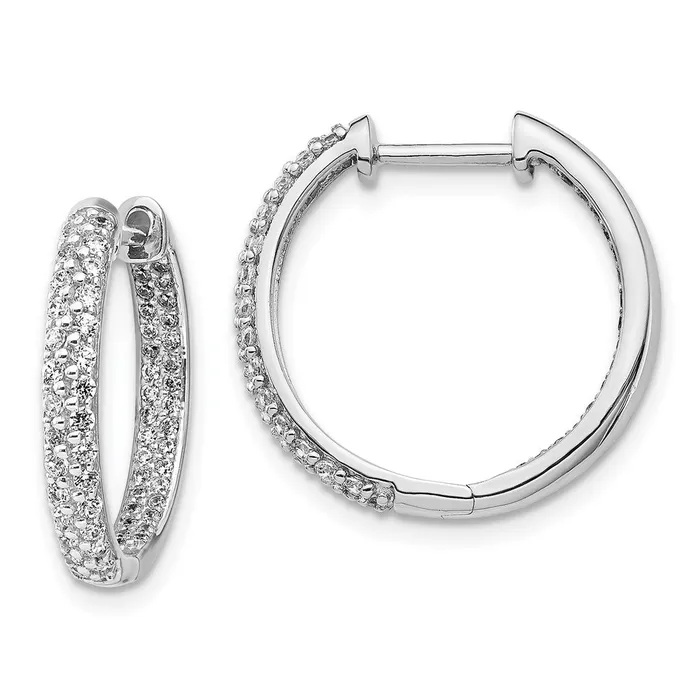 Goldia Earrings 14k White Gold Real Diamond InOut Hoop Earrings