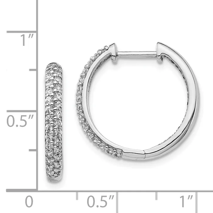 Goldia Earrings 14k White Gold Real Diamond InOut Hoop Earrings