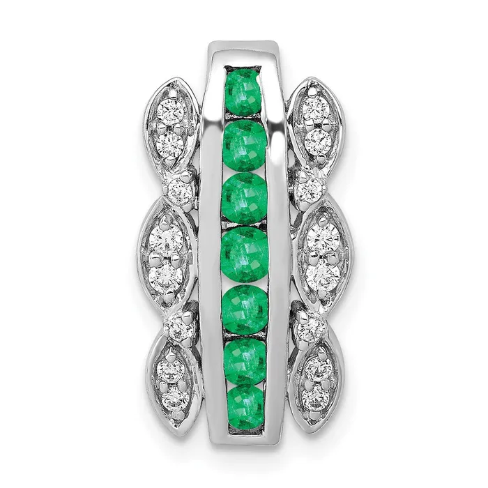 Goldia Earrings 14k White Gold Real Diamond u0026 Emerald Fancy Chain Slide Goldia Earrings 14k White Gold Real Diamond u0026 Emerald Fancy Chain Slide