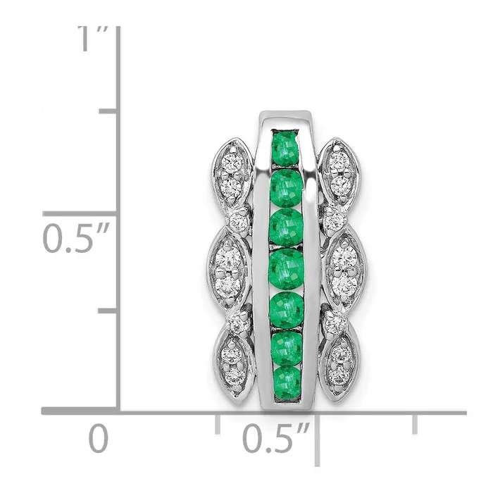 Goldia Earrings 14k White Gold Real Diamond u0026 Emerald Fancy Chain Slide