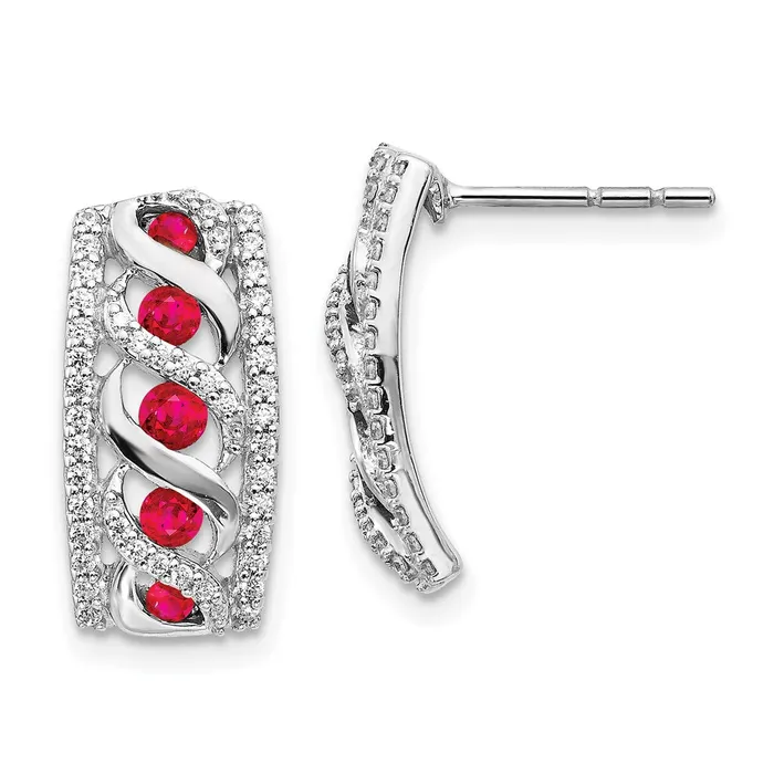 Goldia Earrings 14k White Gold Real Diamond u0026 Ruby Fancy Earrings