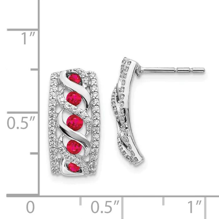 Goldia Earrings 14k White Gold Real Diamond u0026 Ruby Fancy Earrings