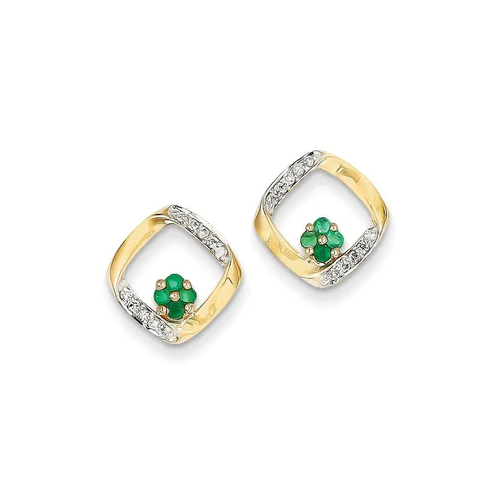 Goldia Earrings 14k Yellow Gold 110ct Real Diamond u0026 Emerald Earrings Goldia Earrings 14k Yellow Gold 110ct Real Diamond u0026 Emerald Earrings