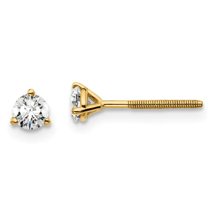 Goldia Earrings 14k Yellow Gold 13 ctw Certified Lab Grown Diamond VSSI G Round 3 Prong Heavy Wt Screwback Stud Earrings Goldia Earrings 14k Yellow Gold 13 ctw Certified Lab Grown Diamond VSSI G Round 3 Prong Heavy Wt Screwback Stud Earrings