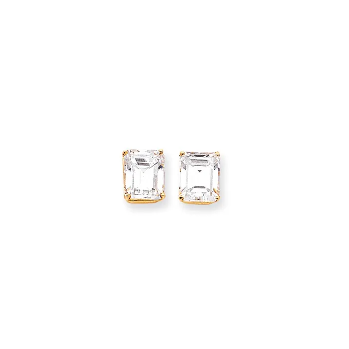 Goldia Earrings 14k Yellow Gold 12x10mm Emerald Cut Cubic Zirconia Earrings Goldia Earrings 14k Yellow Gold 12x10mm Emerald Cut Cubic Zirconia Earrings