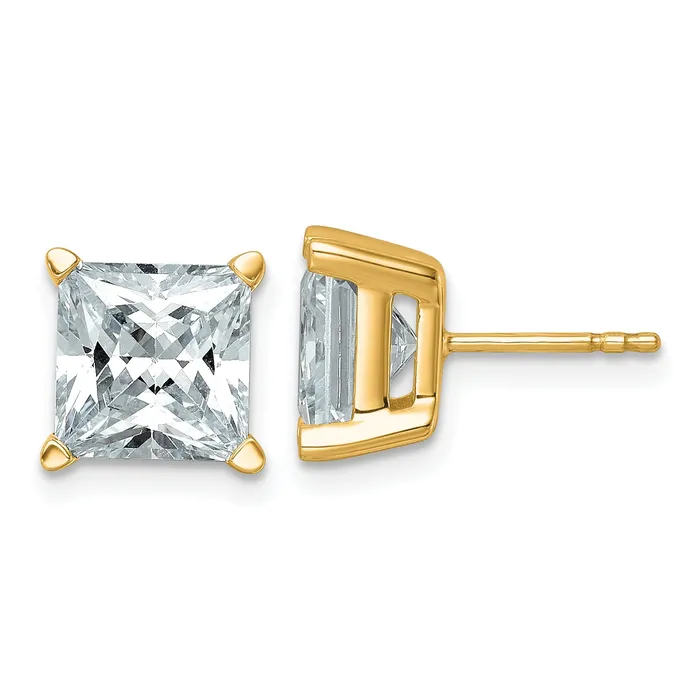 Goldia Earrings 14k Yellow Gold 6 ctw Certified Lab Grown Diamond VSSI G Princess 4 Prong Heavy Wt Stud Earrings Goldia Earrings 14k Yellow Gold 6 ctw Certified Lab Grown Diamond VSSI G Princess 4 Prong Heavy Wt Stud Earrings