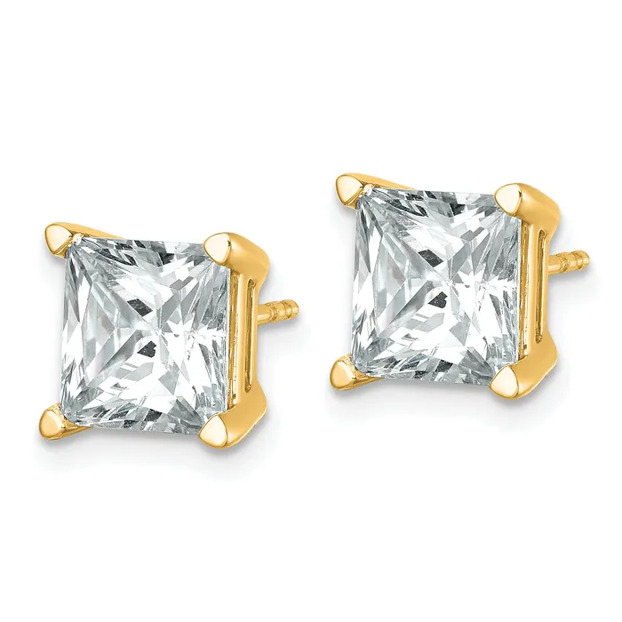 Goldia Earrings 14k Yellow Gold 6 ctw Certified Lab Grown Diamond VSSI G Princess 4 Prong Heavy Wt Stud Earrings