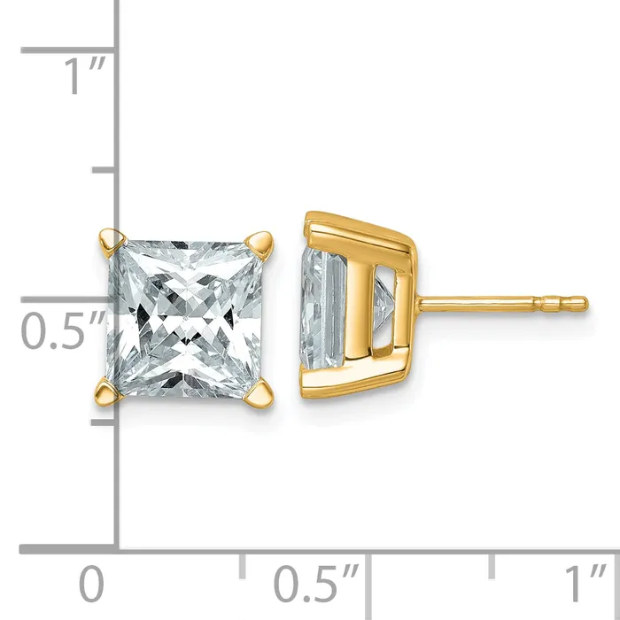 Goldia Earrings 14k Yellow Gold 6 ctw Certified Lab Grown Diamond VSSI G Princess 4 Prong Heavy Wt Stud Earrings