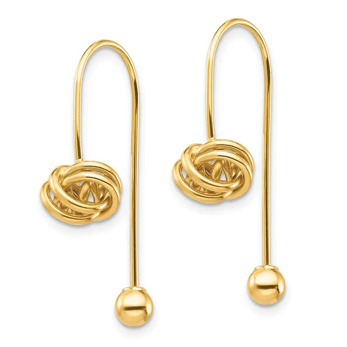 Goldia Earrings 14k Yellow Gold Love Knot wScrew End Threader Earrings