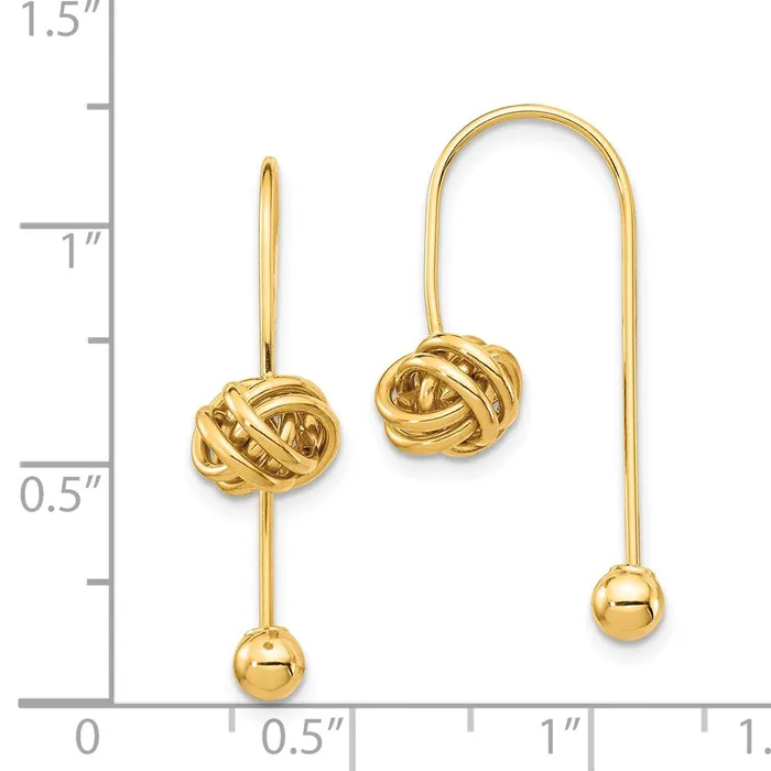 Goldia Earrings 14k Yellow Gold Love Knot wScrew End Threader Earrings