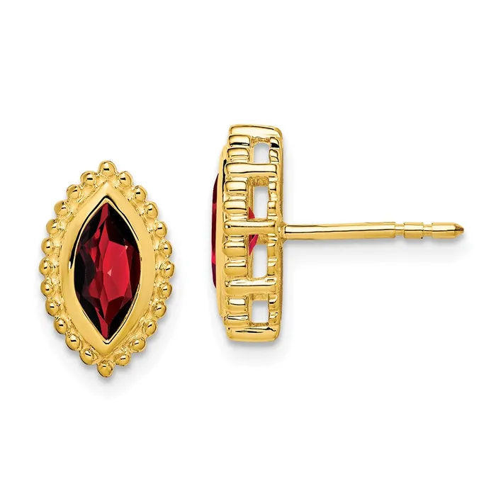Goldia Earrings 14k Yellow Gold Marquise Garnet Post Earrings