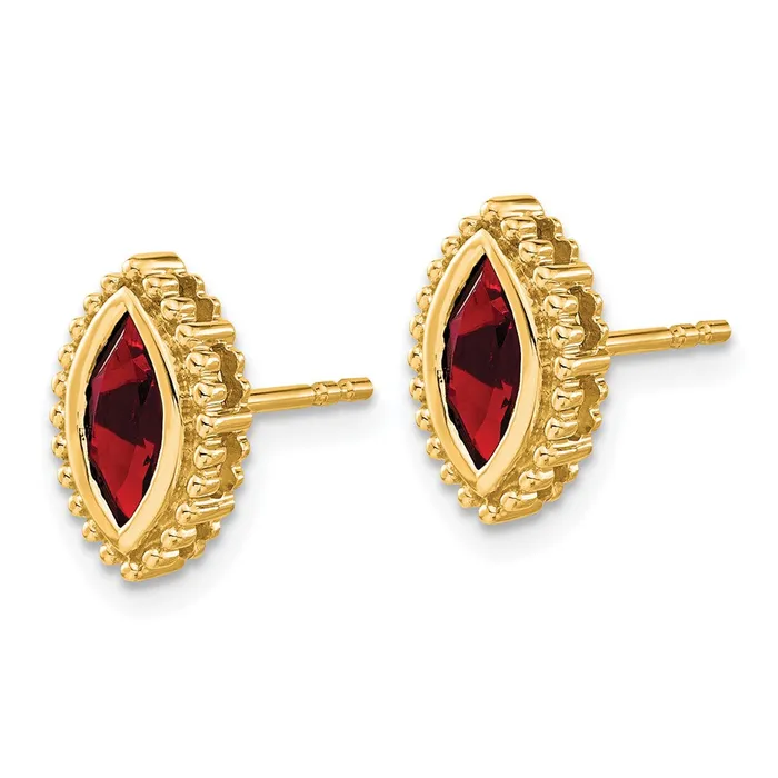 Goldia Earrings 14k Yellow Gold Marquise Garnet Post Earrings