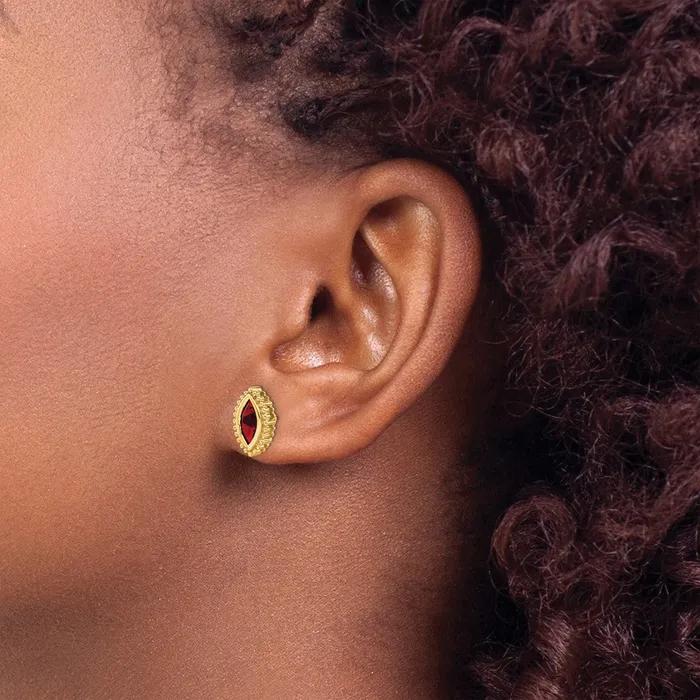 Goldia Earrings 14k Yellow Gold Marquise Garnet Post Earrings