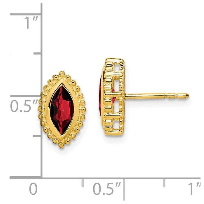 Goldia Earrings 14k Yellow Gold Marquise Garnet Post Earrings