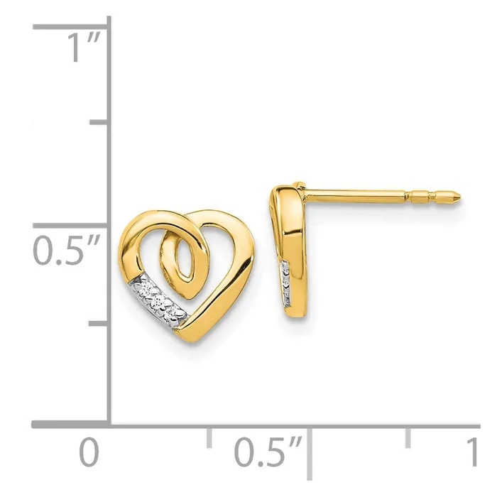 Goldia Earrings 14k Yellow Gold Real Diamond Heart Post Earrings