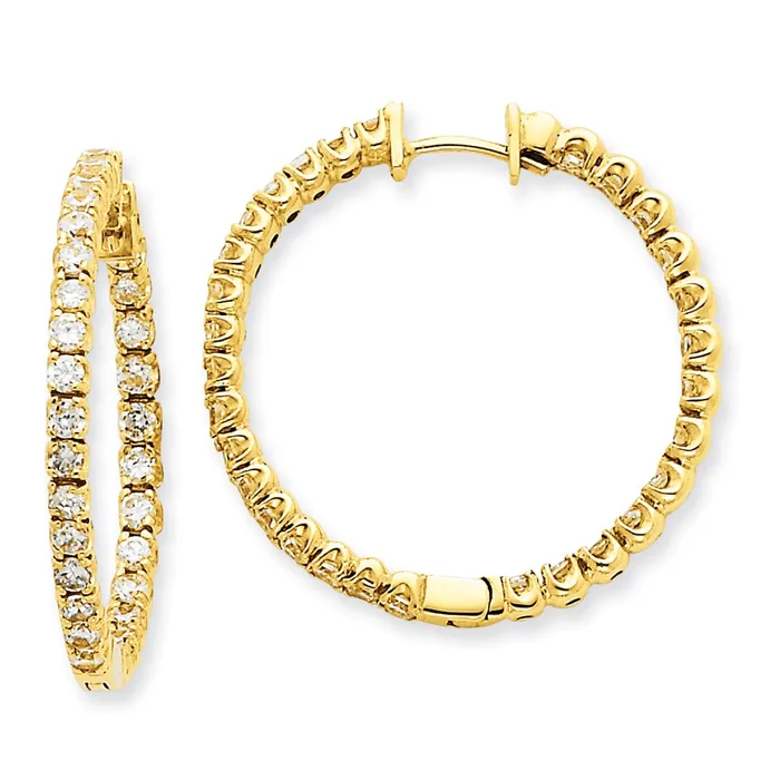Goldia Earrings 14k Yellow Gold Real Diamond Hinged Hoop Earrings