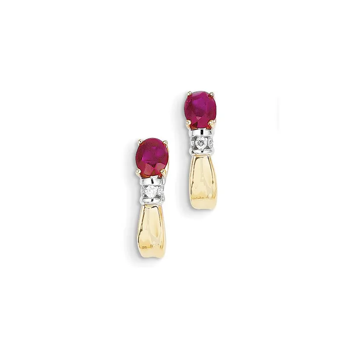 Goldia Earrings 14k Yellow Gold Twotone Real Diamond u0026 Ruby Earrings Goldia Earrings 14k Yellow Gold Twotone Real Diamond u0026 Ruby Earrings