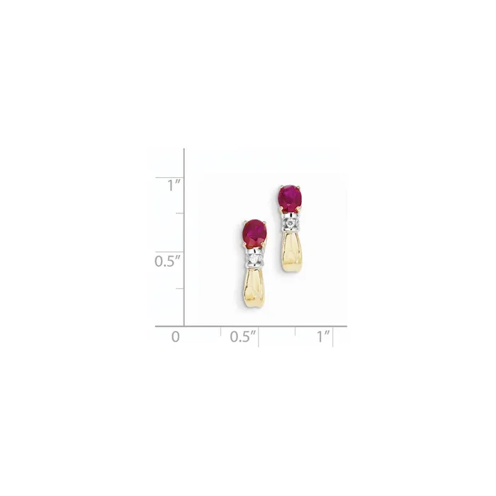 Goldia Earrings 14k Yellow Gold Twotone Real Diamond u0026 Ruby Earrings