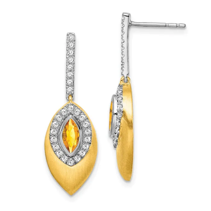 Goldia Earrings Solid 14k Twotone Simulated Citrine and CZ Dangle Earrings Goldia Earrings Solid 14k Twotone Simulated Citrine and CZ Dangle Earrings
