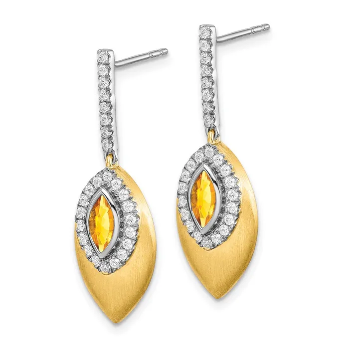 Goldia Earrings Solid 14k Twotone Simulated Citrine and CZ Dangle Earrings Goldia Earrings Solid 14k Twotone Simulated Citrine and CZ Dangle Earrings