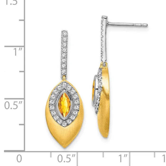 Goldia Earrings Solid 14k Twotone Simulated Citrine and CZ Dangle Earrings Goldia Earrings Solid 14k Twotone Simulated Citrine and CZ Dangle Earrings