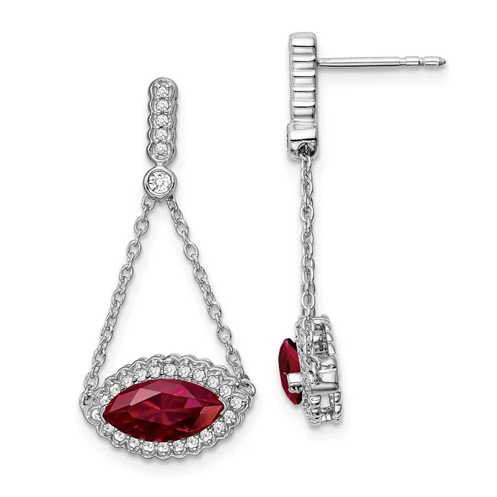 Goldia Earrings Solid 14k White Gold Marquise Created Simulated Ruby and CZ Earrings Goldia Earrings Solid 14k White Gold Marquise Created Simulated Ruby and CZ Earrings