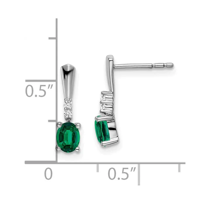 Goldia Earrings Solid 14k White Gold Oval Created Simulated Emerald and CZ Dangle Earrings Goldia Earrings Solid 14k White Gold Oval Created Simulated Emerald and CZ Dangle Earrings