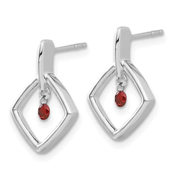 Goldia Earrings Solid 14k White Gold Red Simulated CZ Earrings