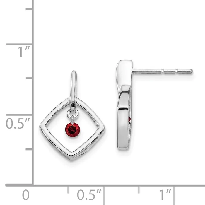 Goldia Earrings Solid 14k White Gold Red Simulated CZ Earrings