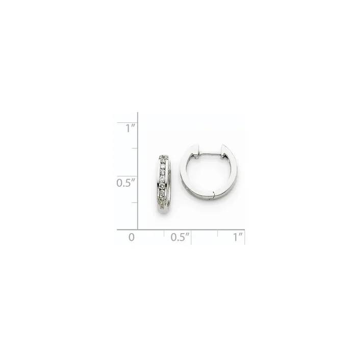 Goldia Earrings Solid 14k White Gold Simulated CZ Hinged Hoop Earrings