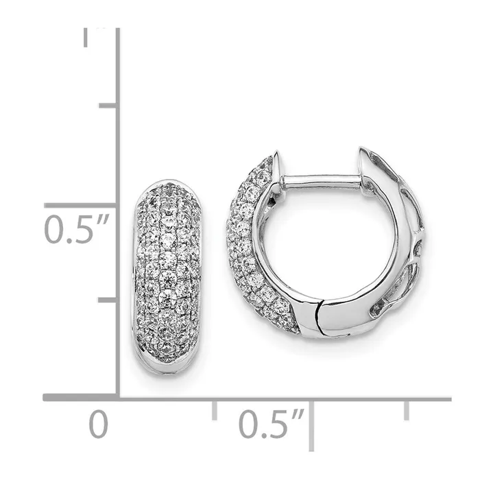 Goldia Earrings Solid 14k White Gold Simulated CZ Hinged Hoop Earrings